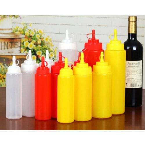 4pcs Plastic sauce bottle mouth squeeze sauce pot bottle chocolate sauce bottle tomato salad jam bottle Olive Oil Storage Jar