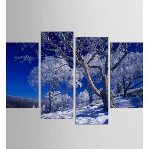 4 Pieces/set Posters And Prints Snow Tree Wall Art Unframed Canvas Painting Wall Pictures For Living Room Nordic Decoration