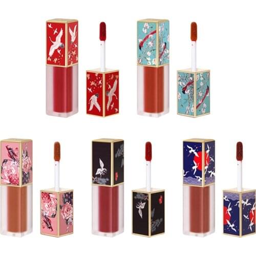 5 Colors Lip Tint Lips Glaze Chinese Style Makeup Lipstick Waterproof Long Lasting Matte Natural Lip Gloss TSLM1