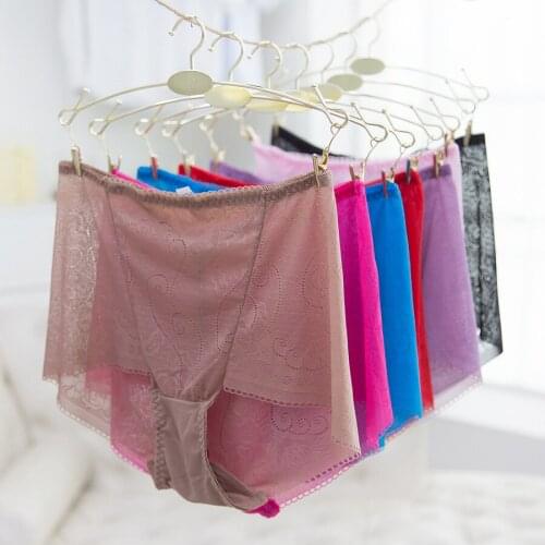 5PCS Mesh Panties Woman Briefs Underpants Sexy lace High waist transparent underwear