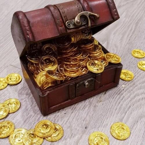 50pcs plastic Pirate gold coin Halloween kids birthday party decoration fake gold treasure party supplies gift kids favor