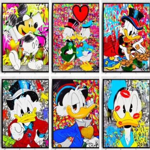 Disney Diamond Painting Cross Stitch Kits Graffiti Mickey Mouse and Donald Duck Mosaic Embroidery Full Square Drill Home Decor