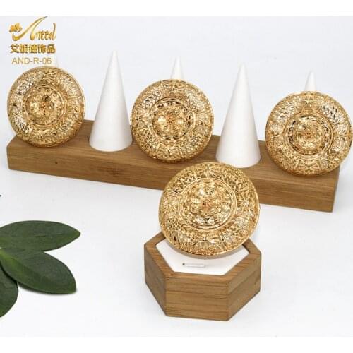 ANIID Ethiopian Ring Set For Women Jewelry Dubai Flower 24K Gold Nigerian African Wedding Bands Indian Bridal Female Designer