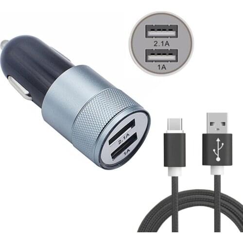 LED usb C 2A car charger + Type C USB For Huawei honor 9/10 p10 p20 mate 10 lite/pro vivo X21 moto Z Z2 Play lg v30 zenfone 3
