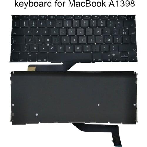 Azerty French backlit keyboard for Macbook Pro 15 Retina A1398 Mid 2012 2013 2014 2015 FR Euro EU laptop keyboards Genuine New
