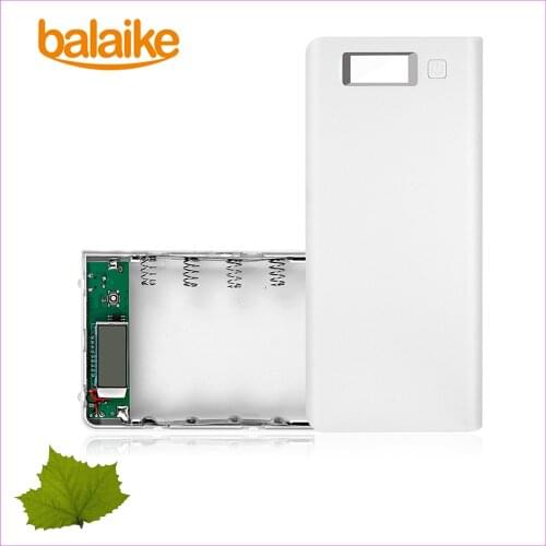 Balaike Hot sale 5V Dual USB 8*18650 Power Bank Battery Box Mobile Phone Charger DIY Shell with glare LED lights