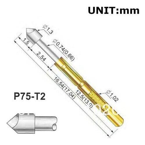 FREE SHIPPING 100PCS/LOT P75-T2 Dia 1.02mm 100g Spring Test Probe Pogo Pin