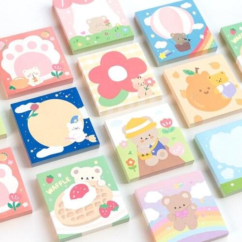 Cute Bear Memo Pad notebook Cartoon message paper Kawaii student stationery school supplies No stickiness school accessories