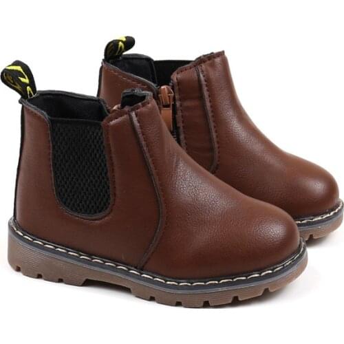 2021 Toddler New Baby Girls Martin Boots Baby Boys Winter Boots Kids Fashion Boots With Fur Children Autumn Winter Leather Shoes