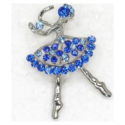 Blue Rhinestone Ballet dancer Pin brooches C2080 B