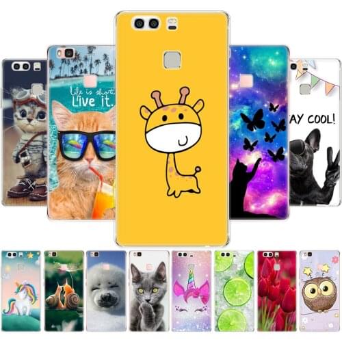 Cover phone case for huawei P9 LITE PLUS 2016 soft tpu silicon back cover 360 full protective printing transparent coque