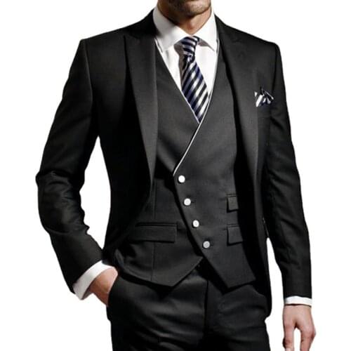 Black Formal Men Suits Slim Fit Wedding Groom Formal Tuxedo Blazer for Prom Dress ( Jacket Pants Vest ) Custom Blazer Coat