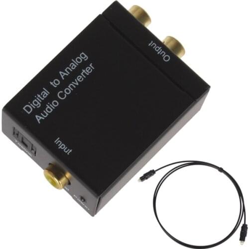 Digital Optical Coaxial Toslink Signal to Analog RCA L/R Audio Converter Adapter +Fibre Optic Cable