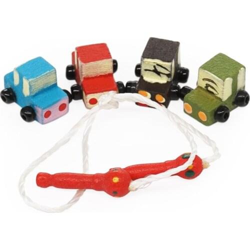 Odoria 1:12 Miniature 4PCS Wooden Cars and 1 Rope Skipping Nursery Toy Set Living Room Dollhouse Accessories Doll House Decor