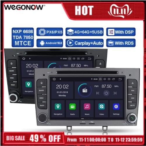 DSP IPS PX6 Android 10 4GB RAM 64GB Bluetooth 5.0 Wifi RDS Radio Car DVD Player for Peugeot 308 408 support Carplay TPMS Camera