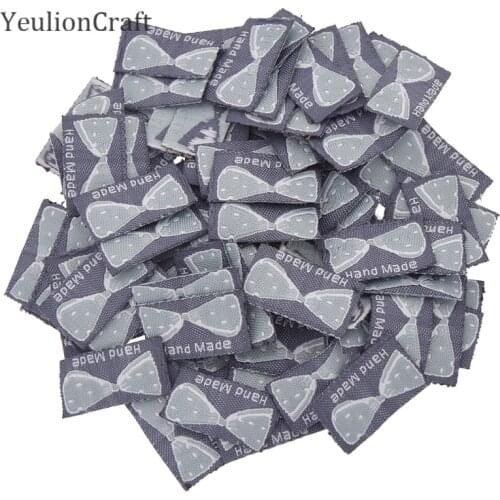 Chzimade 100Pcs/lot Hand Made Cloth Garment Labels Butterfly Heart Label Tags For Clothes Diy Sewing Crafts