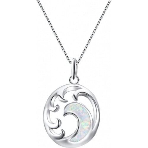 Glamour Blue Moon Pendant Simple Wave Necklace Fashion Women Wedding Party Jewelry Valentine
