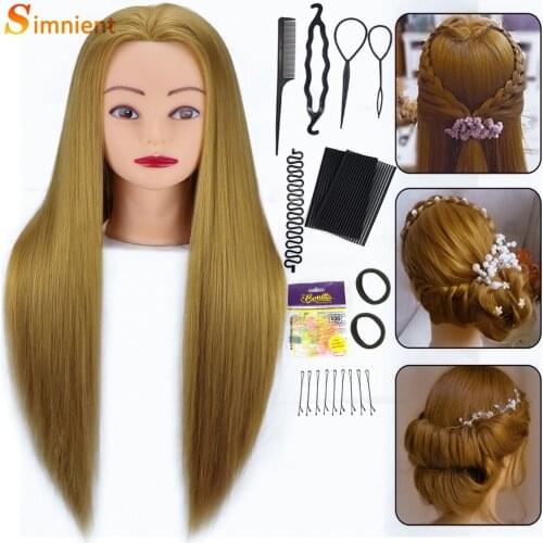 26” Mannequin Head Synthetic Fiber Hair Salon Hairdressing Practice Training Head Model Long Straight Hair Mannequin Doll Head