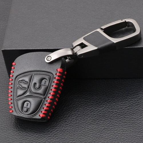Leather Key Case for Car 3/4 Buttons Smart Key Case Shell Fob Cover for Mercedes-Benz B C E ML S CLK CL Vito 639 Smart Key