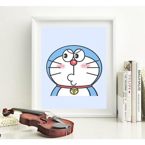 Creative Doraemon Landscape Poster Vintage Art Print Canvas Painting Wall Art Pictures Home Kids Room Baby Bedroom Decoration