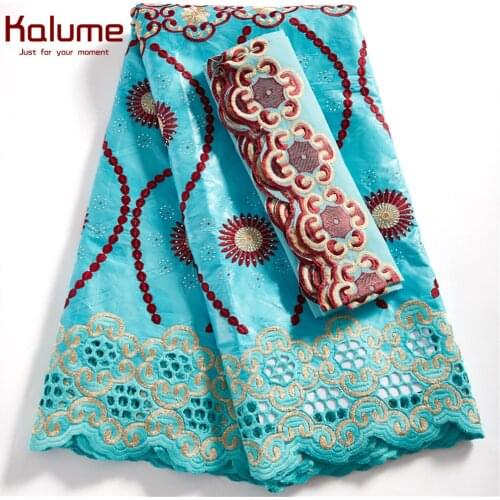 Kalume 2021 Latest Bazin Riche Lace Fabric With Stones Head Cloth 5+2 Yards High Quality Cord Lace For Diy Dress F2499