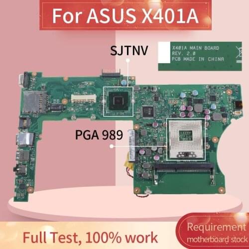 X401A Laptop motherboard For ASUS X301A X401A X501A HM70 PGA989 Notebook Mainboard REV 2.0 SJTNV HM70 DDR3