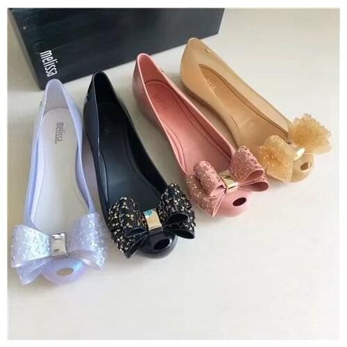 Mini Melissa Bowtie Woman Jelly Sandals 2021 Summer Parent-child Shoes Sandals Melissa Women Jelly Shoes Soft 22.5-24.5cm