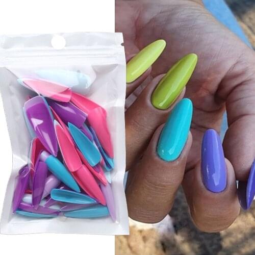 100pcs Nail Tip Long Ballerina False Nails Matte Solid Color Press on Nails Long False Nails Full Coverage Nail Extension Tools