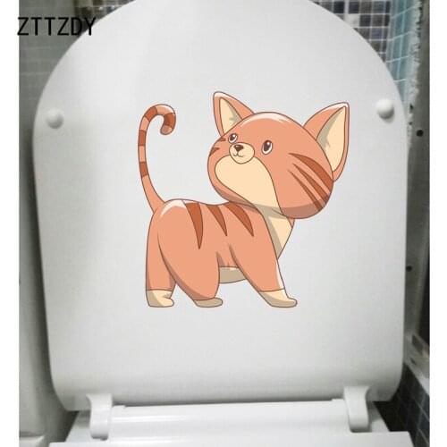 ZTTZDY 22.9*23.5CM Cat Cartoon Wall Sticker Toilet Decal Kids BedRoom Home Decor T3-0117