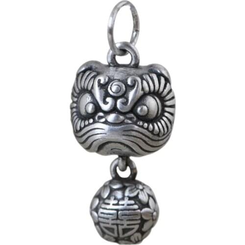 New real S990 silver woman pendant retro matte craftsmanship tie knot auspicious silver jewelry female clavicle chain pendant