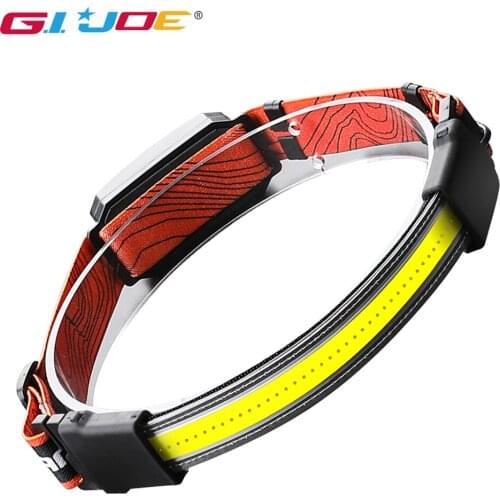 GIJOE New Style Headlamp Portable Mini COB LED Headlight Built-in Battery Flashlight USB Rechargeable Head Lamp Hiking Torch
