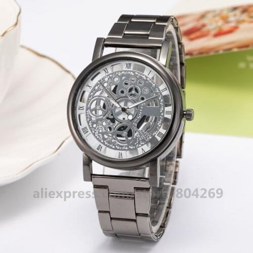 Wholesale Watch Men Alloy Fashion Casual Leisure Watch Hollow out Luxury Round Quartz Wristwatch Relogio