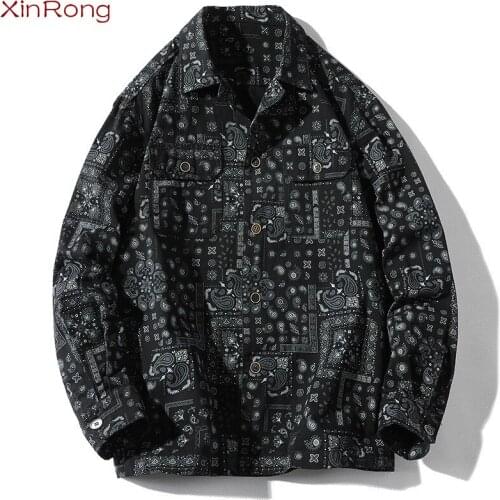 Autumn And Winter New Style Korean Retro Tide Brand Urban Youth Casual Lapel Shirt Floral Long-sleeved Large Size XXXXL Cardigan