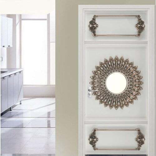 PVC Self-Adhesive Waterproof Door Sticker 3D Stereo White Plaster European Style Pattern Wallpaper Living Room Bedroom Stickers