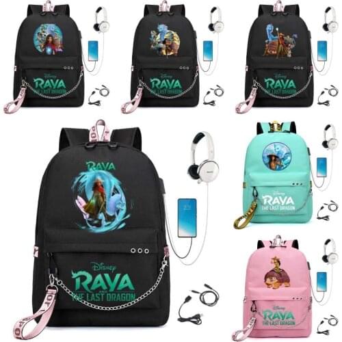 Raya and The Last Dragon Backpacks Teenagers Nylon Girls Boys Student School Bags Women Usb Charging Backpack Mochilas Mujer