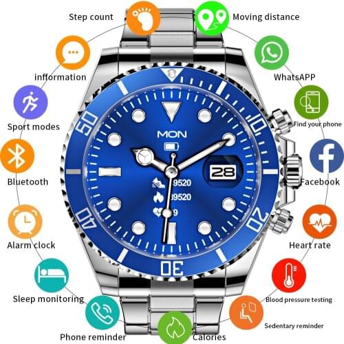 2021 Bluetooth call Smart Watch Blood Pressure Heart Rate Monitor Touch Screen Watch Multiple Language Sports Watch Men