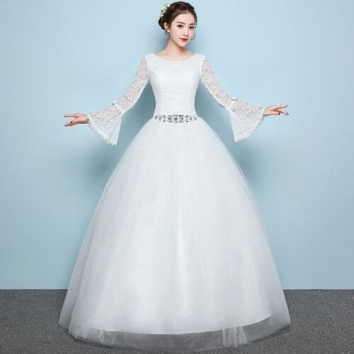 Bride Wedding Dress Lace Up Luxury Wedding Dresses Plus Size Long Sleeves Bridal Embroidery Dresses Ball Gowns Red/White