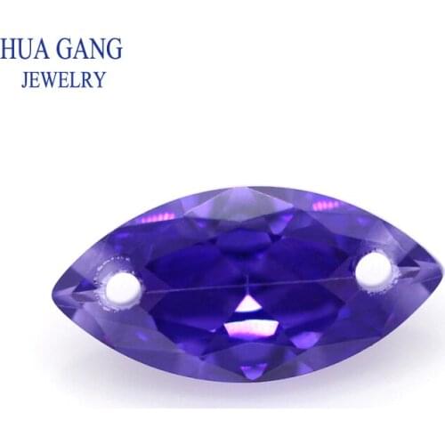 Loose CZ Stone Double Holes AAAAA Marquise Shape Violet Cubic Zirconia Stone For Jewerly Making Size 4X8-10x20mm High Quality