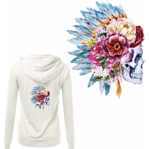 Heat Transfer Flower Skull Pattern Iron On Patches For DIY Craft Clothes Decor