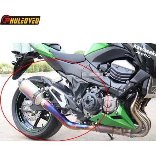Titanium Alloy for Kawasaki Z800 Exhaust Muffler Link Pipe with Carbon Fiber Clamp Motorcycle Muffler Exhaust Mid Pipe for Z800