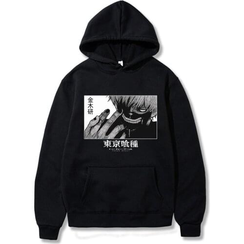 Tokyo Ghoul Japanese Anime Hoodies Kaneki Ken Eyes Cartoon Loose Cool Sweatshirt Streetwear Harajuku Oversize Womens Hoodies