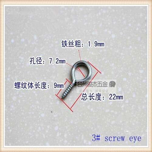 Carbon steel with white zinc plated 3# eye screw