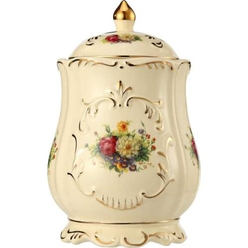 Cremation Urns Human Ashes Adult-Ceramic and Hand-Painted-RoseGolden Lace Display Burial at Home Or at the Columbia Pavilion