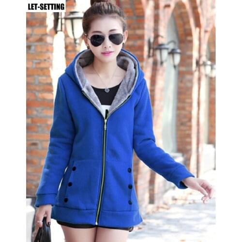 Spring autumn winter hooded casual jacket cotton sportswear women coat thick warm sweater red,gray,green,black,blue