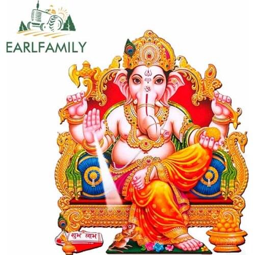 EARLFAMILY 13cm x 11.3cm for Ganesha Graffiti Car Sticker DIY Cartoon Decal Waterproof Vinyl Material Motorcycle Decoration