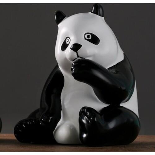 WU CHEN LONG 3 Pcs/set Modern Panda Statue Creative Animal Living Room Cabinets Ornaments Home Decoration Resin Crafts R4065