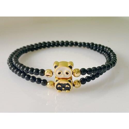 Natural Stone Crystal Cute Animal Head Beads Bracelets For Women Gilded Handmade Make Bracelets Bohemian Fashion Jewelry