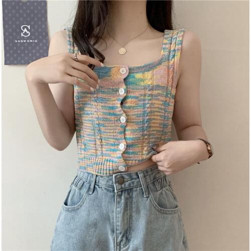 Women Tanks Tops Color Knitted Camisole Womens Summer 2021 Top Camis Crop Top For Women