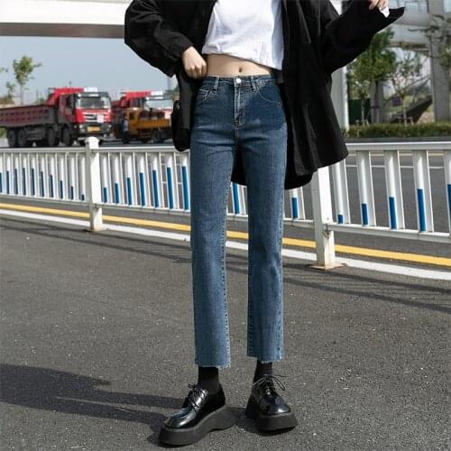 Women straight Casual 2021 Street Style Versatile Denim Ladie long Pants Vintage Jeans Quality Retro able Fashion cute trousers
