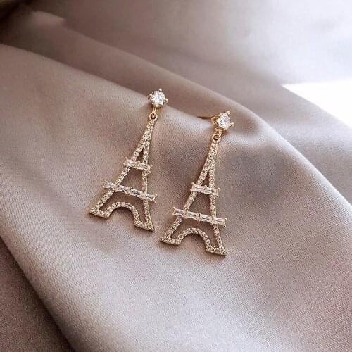 Earrings for Women Crystal Paris Eiffel Tower Fashion Simple Earrings Jewelry Wholesale